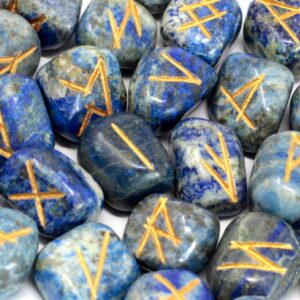 Runes Stone Set in Pouch – Lapis | www.artisan-gifts.co.uk 1