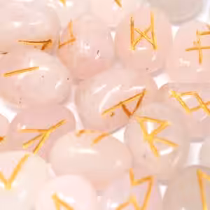 Runes Stone Set in Pouch  – Rose Quartz | www.artisan-gifts.co.uk 1