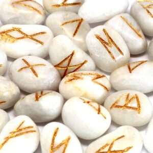 Runes Stone Set in Pouch – White Agate | www.artisan-gifts.co.uk 1