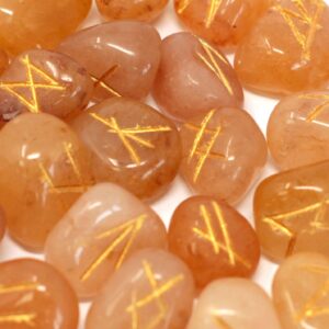 Runes Stone Set in Pouch- Yellow Aventurine | www.artisan-gifts.co.uk 1