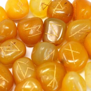 Runes Stone Set in Pouch- Yellow Onyx | www.artisan-gifts.co.uk 1