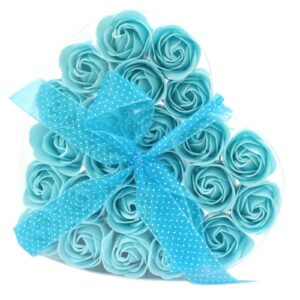 Set of 24 Soap Flower Heart Box – Blue Roses | www.artisan-gifts.co.uk 1