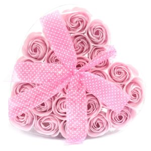 Set of 24 Soap Flower Heart Box – Pink Roses | www.artisan-gifts.co.uk 1