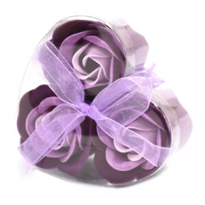 Set of 3 Soap Flower Heart Box – Lavender Roses | www.artisan-gifts.co.uk 1