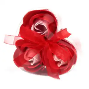 Set of 3 Soap Flower Heart Box – Red Roses | www.artisan-gifts.co.uk 1