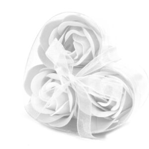 Set of 3 Soap Flower Heart Box – White | www.artisan-gifts.co.uk 1
