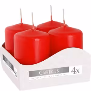 Set of 4 Pillar Candles  40x60mm – Red | www.artisan-gifts.co.uk 1