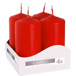 Set of 4 Pillar Candles  40x80mm – Red | www.artisan-gifts.co.uk 1