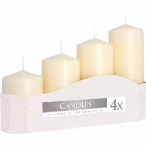 Set of 4 Pillar Candles  50mm (11/16/22/33H) – Ivory | www.artisan-gifts.co.uk 1