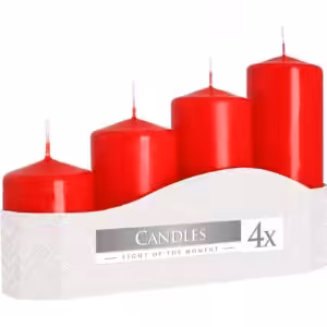 Set of 4 Pillar Candles  50mm (11/16/22/33H) – Red | www.artisan-gifts.co.uk 1