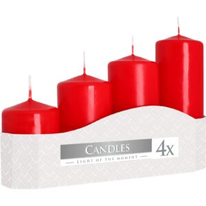Set of 4 Pillar Candles  50mm (11/16/22/33H) – Red | www.artisan-gifts.co.uk 1