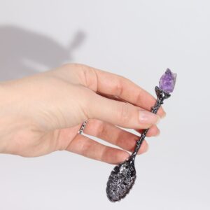 Set of 7 Dark Silver Gemstone Crystal Witch Spoons | www.artisan-gifts.co.uk 1
