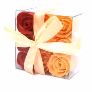 Set of 9 Soap Flower Box – Peach Roses | www.artisan-gifts.co.uk 1
