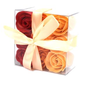 Set of 9 Soap Flower Box – Peach Roses | www.artisan-gifts.co.uk 1