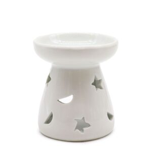 Sm Classic White Oil Burner – Moon & Star | www.artisan-gifts.co.uk 1