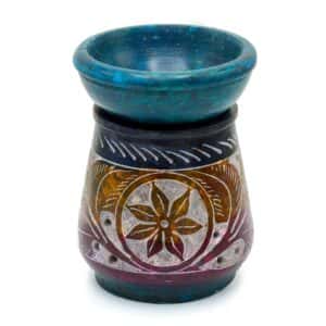 Small Coloured Soapstone Oil Burner 8cm – Flower | www.artisan-gifts.co.uk 1