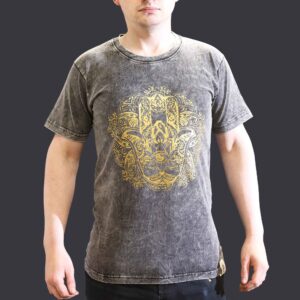 Small Stone Washed T-Shirt – Hamsa – Dark Grey | www.artisan-gifts.co.uk