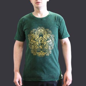 Small Stone Washed T-Shirt – Hamsa – Green | www.artisan-gifts.co.uk 1