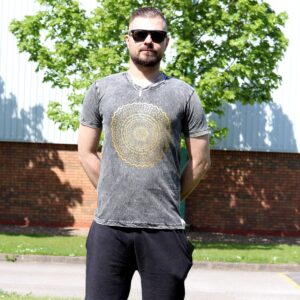 Small Stone Washed T-Shirt – Mandala – Dark Grey | www.artisan-gifts.co.uk 1