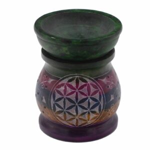 Soapstone Oil Burner 10cm – Flower of Life – Five Colours | www.artisan-gifts.co.uk 1