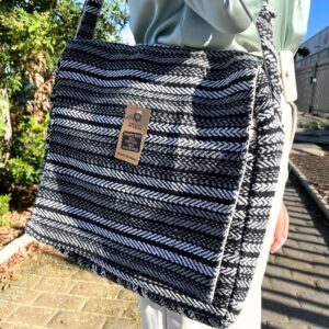 Soft Banjar Laptop Bag – Grey Strips | www.artisan-gifts.co.uk 1