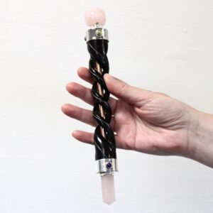 Spiral Carving Healing Wand – Copper Pipe Rose Quartz | www.artisan-gifts.co.uk 1