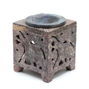 Square Soapstone Oil Burner 10×7.5cm – Elephant | www.artisan-gifts.co.uk 1