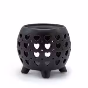 Squat Pot Oil Burner Multi Hearts – Matt Black | www.artisan-gifts.co.uk 1