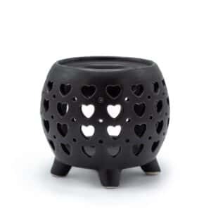 Squat Pot Oil Burner Multi Hearts – Matt Black | www.artisan-gifts.co.uk 1
