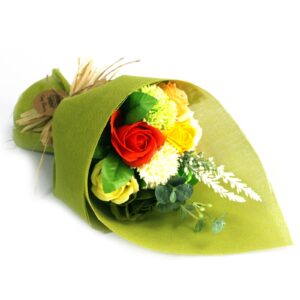 Standing Soap Flower Bouquet – Green Yellow | www.artisan-gifts.co.uk 1