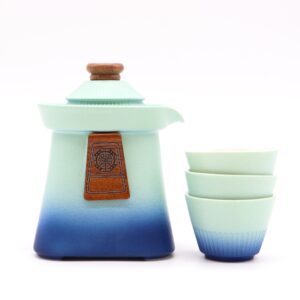 Temple Teapot Set & Three Cups – Blue Heaven | www.artisan-gifts.co.uk 1