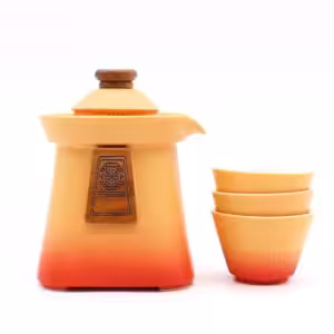 Temple Teapot Set & Three Cups – Orange Earth | www.artisan-gifts.co.uk 1