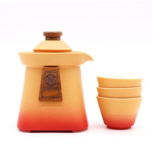 Temple Teapot Set & Three Cups – Orange Earth | www.artisan-gifts.co.uk 1