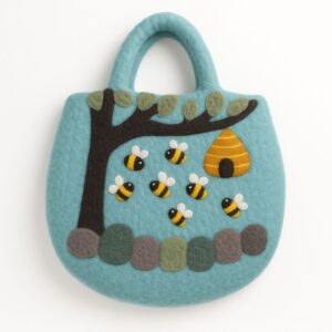 Tree and Beehive Felted Bag | www.artisan-gifts.co.uk 1