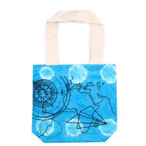 Tye-Dye Cotton Bag (6oz) – 38x42x12cm – Compass – Blue – Natural Handle | www.artisan-gifts.co.uk 1