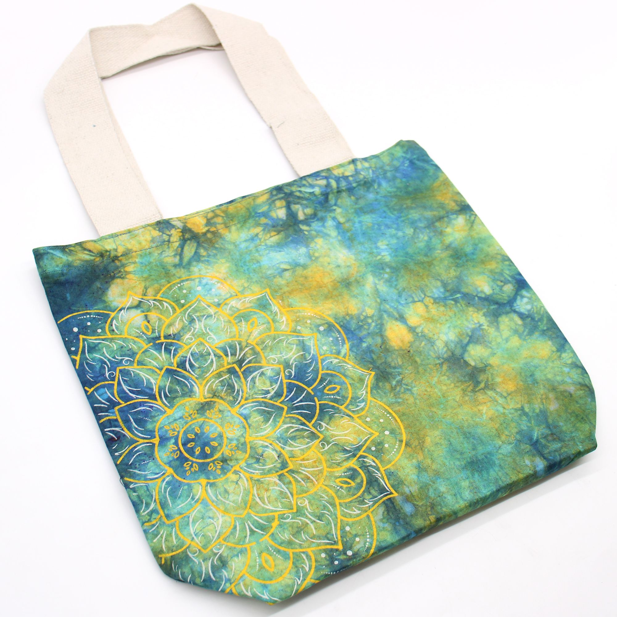 Tye-Dye Cotton Bag (6oz) – 38x42x12cm – Mandela – Green/Blue – Natural Handle | www.artisan-gifts.co.uk 5 Tye-Dye Cotton Bag (6oz) – 38x42x12cm – Mandela – Green/Blue – Natural Handle | www.artisan-gifts.co.uk 4
