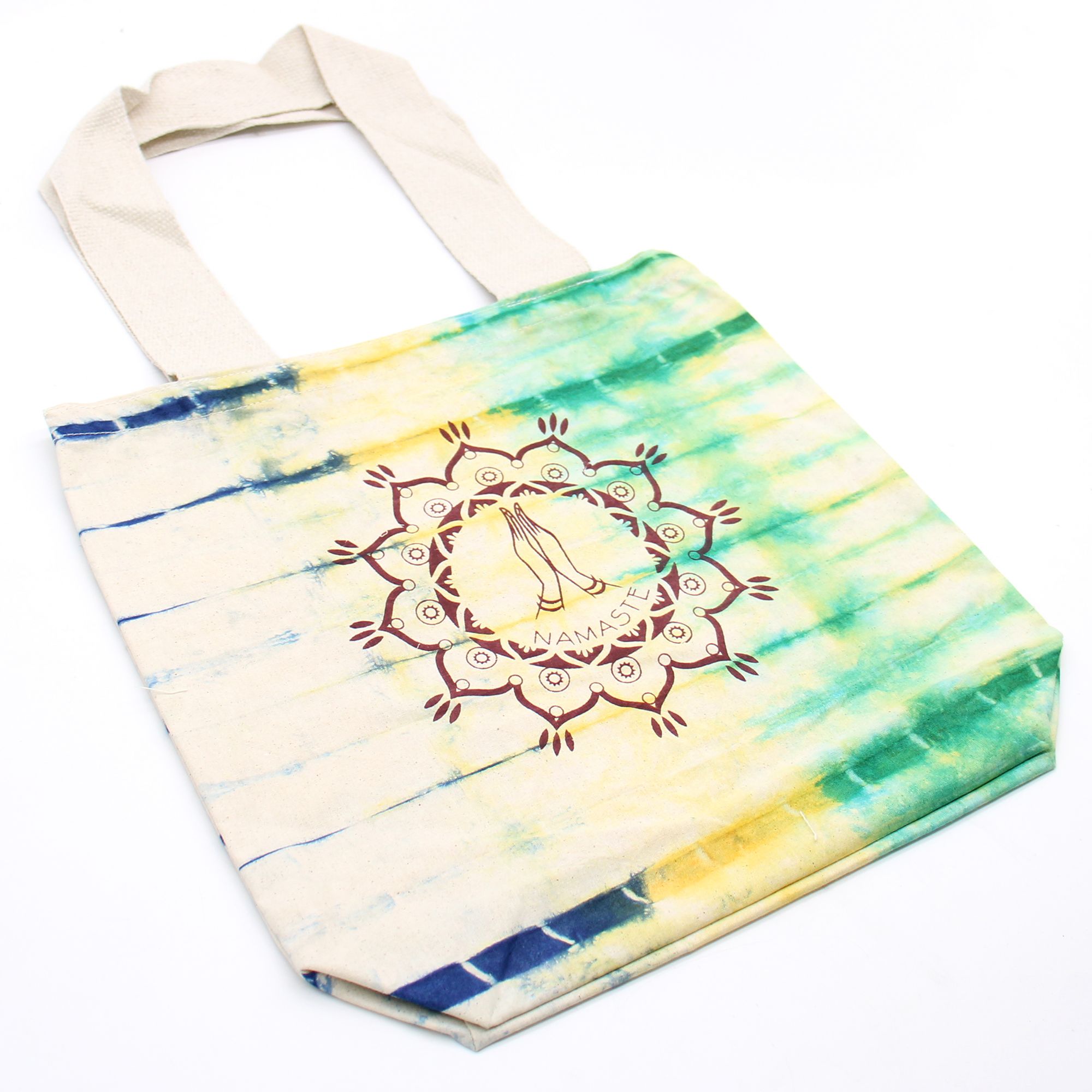 Tye-Dye Cotton Bag (6oz) – 38x42x12cm – Namaste Hands – Multi – Natural Handle | www.artisan-gifts.co.uk 3 Tye-Dye Cotton Bag (6oz) – 38x42x12cm – Namaste Hands – Multi – Natural Handle | www.artisan-gifts.co.uk 2