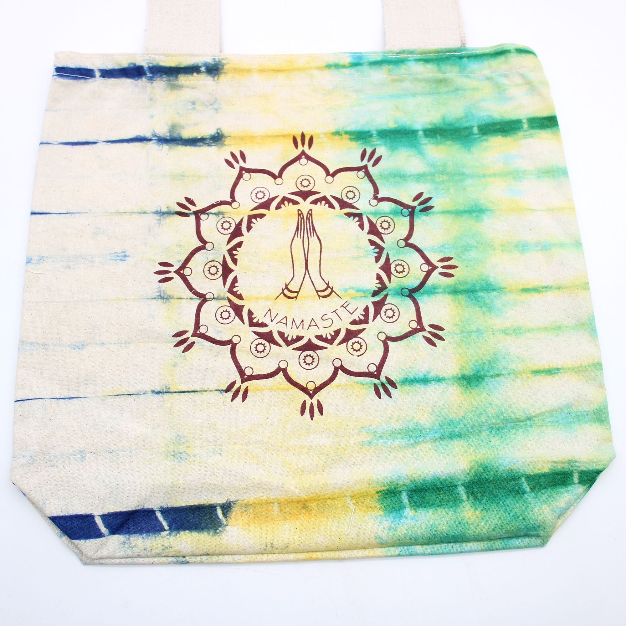 Tye-Dye Cotton Bag (6oz) – 38x42x12cm – Namaste Hands – Multi – Natural Handle | www.artisan-gifts.co.uk 2 Tye-Dye Cotton Bag (6oz) – 38x42x12cm – Namaste Hands – Multi – Natural Handle | www.artisan-gifts.co.uk 1
