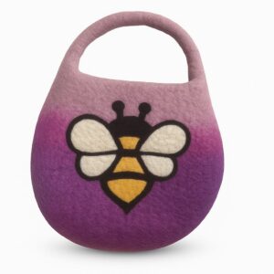 Water Felted Bee Bag – One Handle with Magnet – Lavender Shades | www.artisan-gifts.co.uk 1