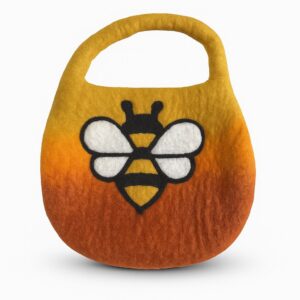 Water Felted Bee Bag – One Handle with Magnet  – Sunrise Orange | www.artisan-gifts.co.uk 1