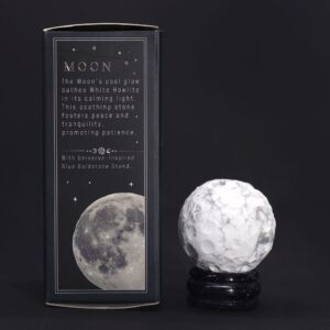 White Howlite Planet on a Sola Goldstone Stand (MOON) | www.artisan-gifts.co.uk 1