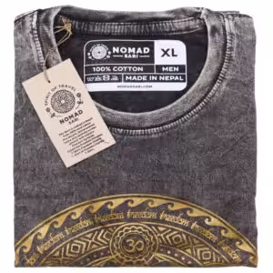 XLarge Stone Washed T-Shirt – Chakra – Dark Grey | www.artisan-gifts.co.uk 1