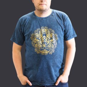 XLarge Stone Washed T-Shirt – Hamsa – Blue | www.artisan-gifts.co.uk 1