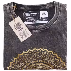 XLarge Stone Washed T-Shirt – Mandala – Dark Grey | www.artisan-gifts.co.uk 1