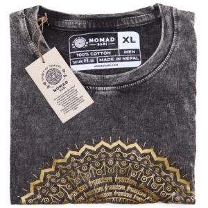 XLarge Stone Washed T-Shirt – Mandala – Dark Grey | www.artisan-gifts.co.uk 1