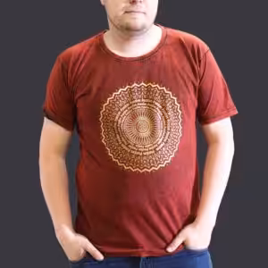 XLarge Stone Washed T-Shirt – Mandala – Maroon | www.artisan-gifts.co.uk 1