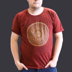 XLarge Stone Washed T-Shirt – Mandala – Maroon | www.artisan-gifts.co.uk 1