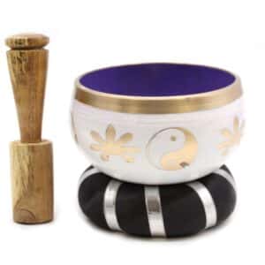 Yin & Yang Singing Bowl Set- White/Purple 10.7cm | www.artisan-gifts.co.uk 1