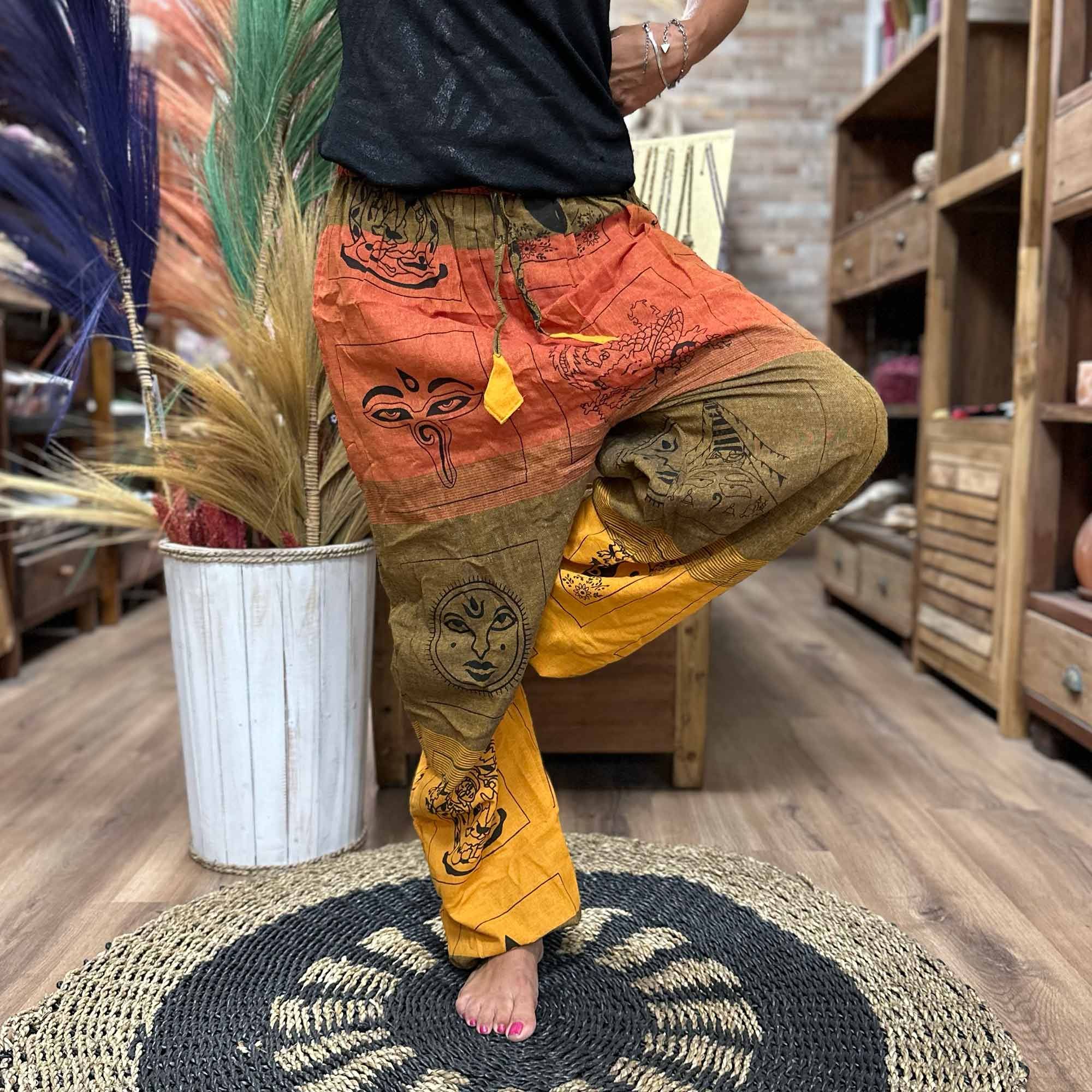 Yoga and Festival Pants – High Cross Himalayan Print on Orange | www.artisan-gifts.co.uk 2 Yoga and Festival Pants – High Cross Himalayan Print on Orange | www.artisan-gifts.co.uk 1