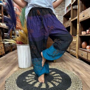 Yoga and Festival Pants – High Cross Himalayan Print on Purple | www.artisan-gifts.co.uk 1